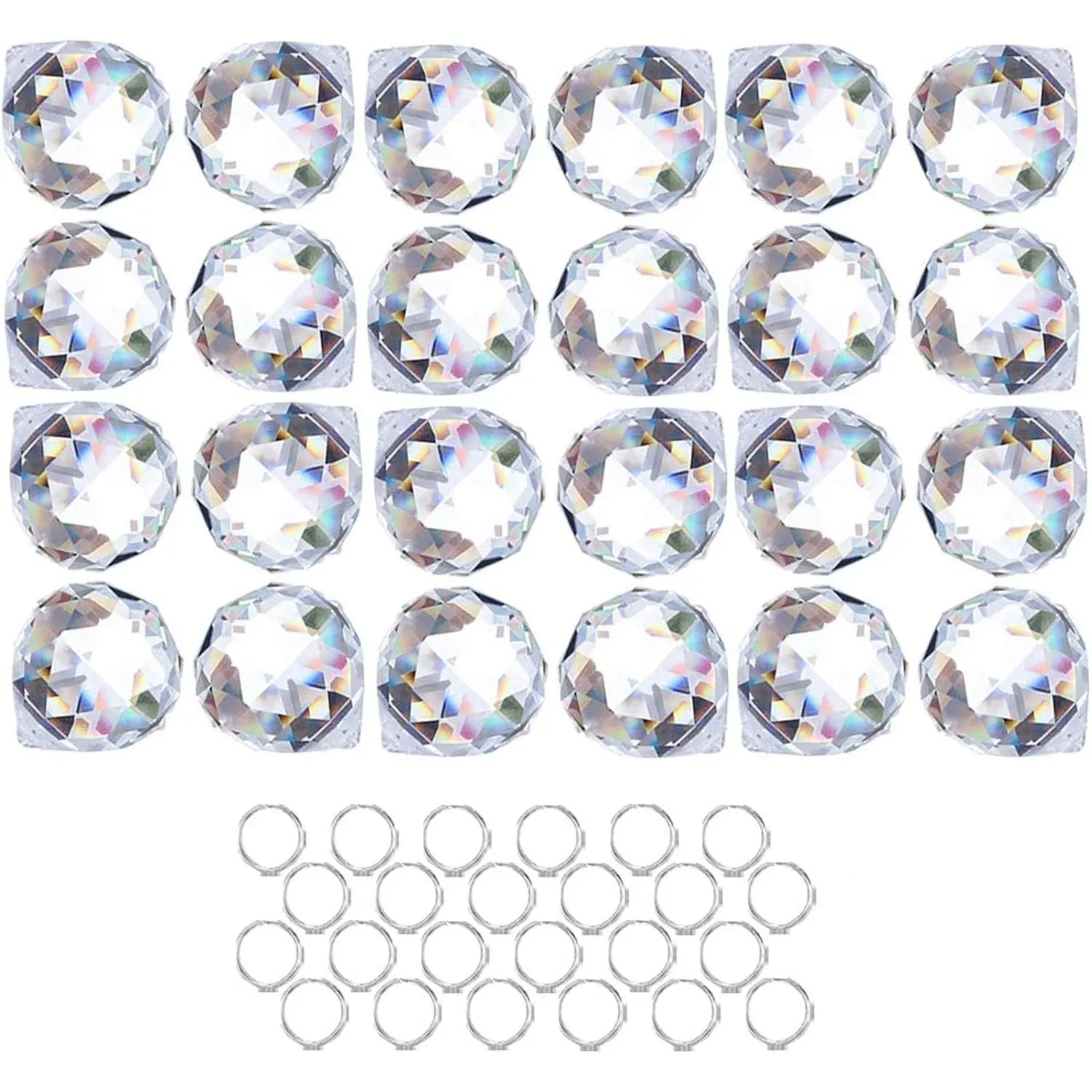 24pcs Clear Crystal Ball Prism Suncatcher Rainbow Pendants Maker,20mm Crystal Prisms Hanging Crystals for Windows Home Garden,Beads For Suncatcher,Glass Ornaments For Christmas Tree