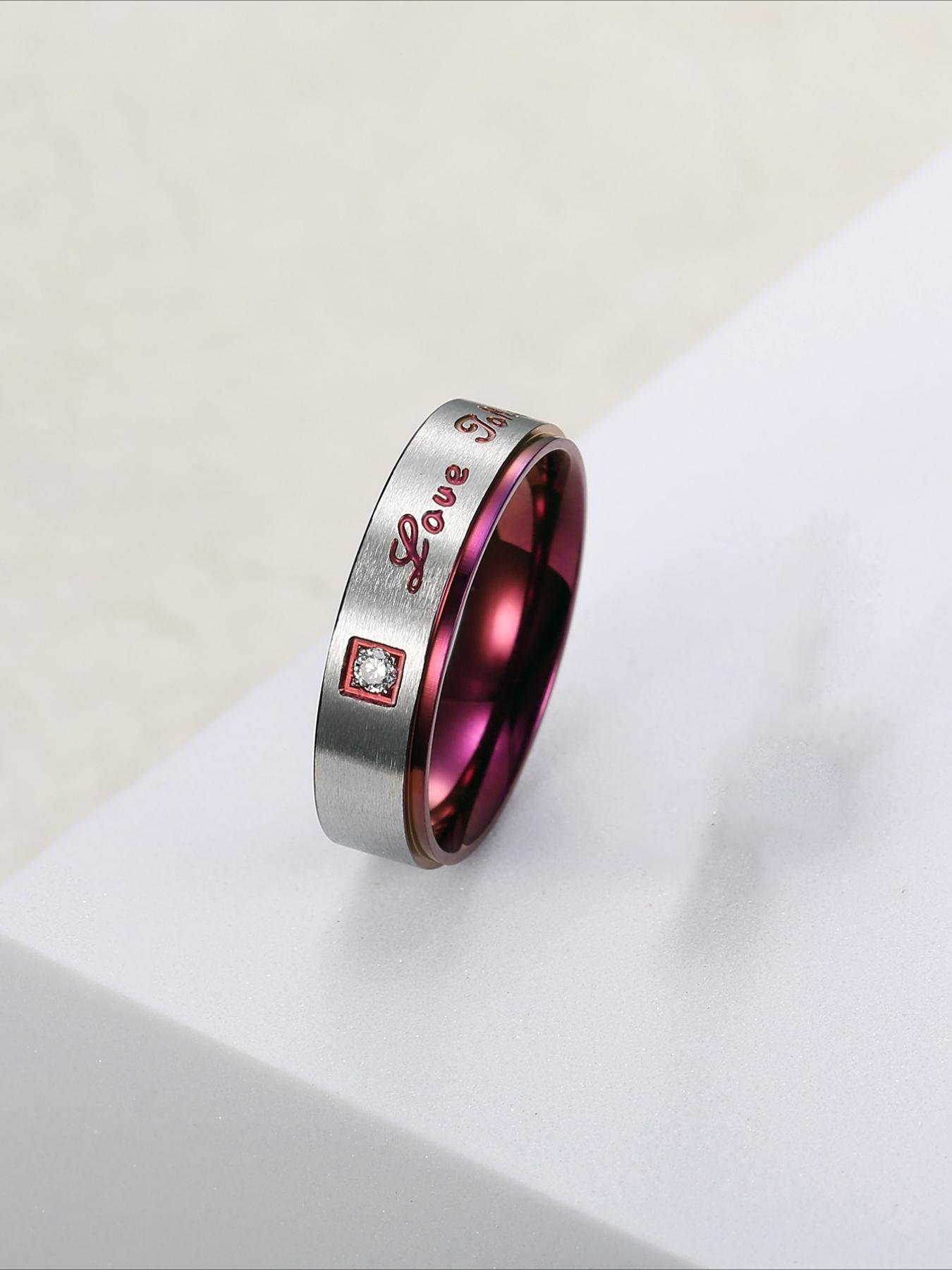 European and American Cool Love Joker Couple Ring Stainless Steel Purple Inner Ring Non Fading Hip Hop Pair Ring Gift for Lovers