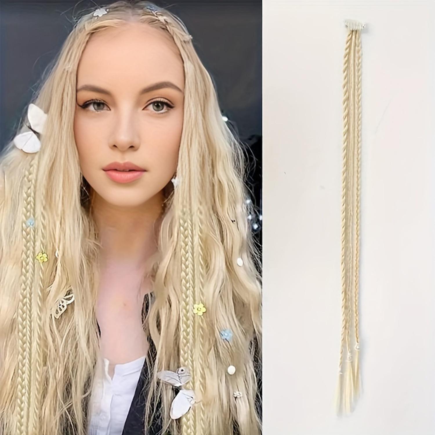 Three-strand braided hair extensions for women, BB clip-in boxing braids, 2-piece set