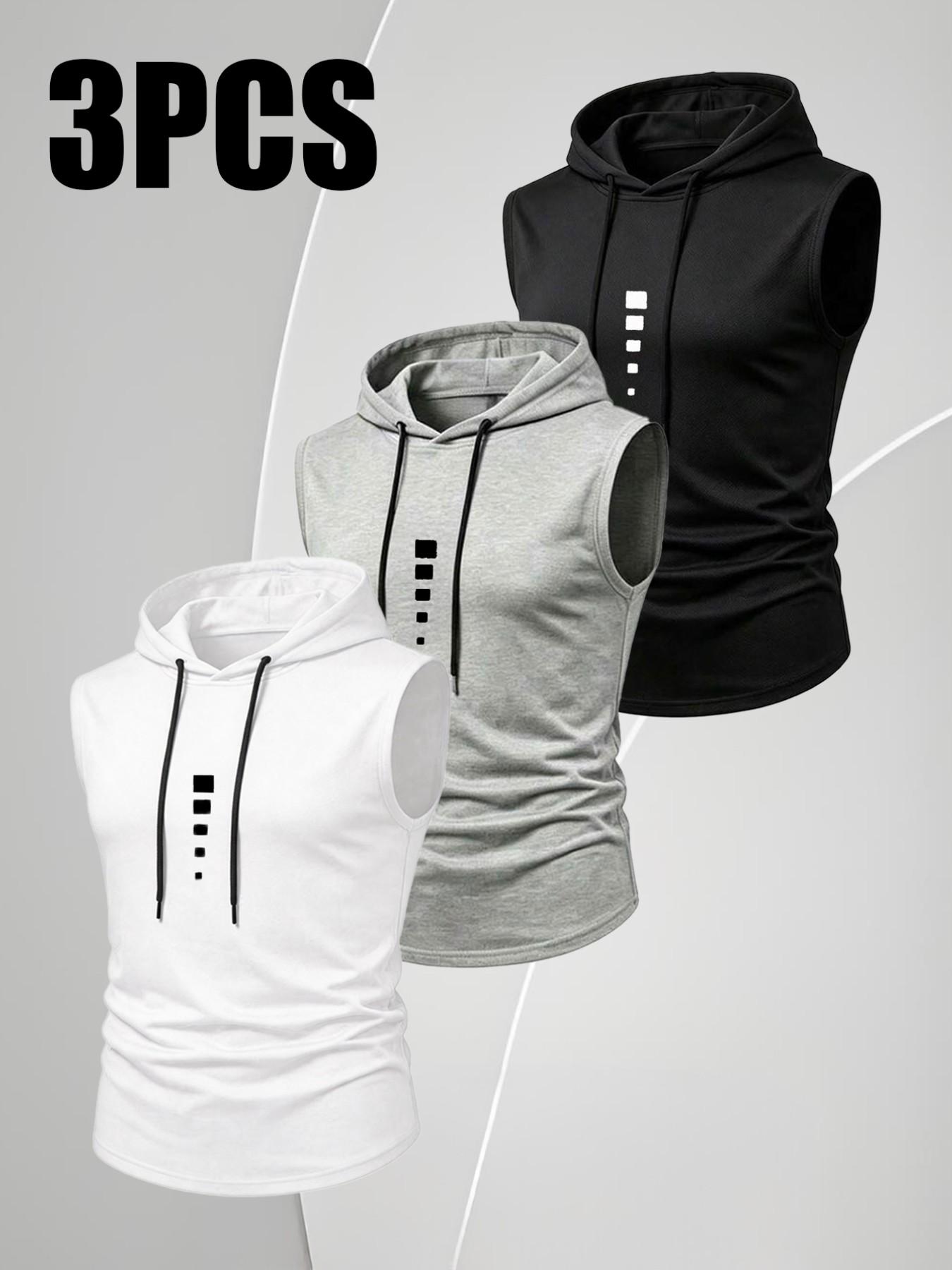Men's Summer Lightweight Sport Running Fitness Sleeveless Vest, Fashion Casual Outdoor Hooded Top, Breathable and Comfortable Design, Workout Sports Vest
