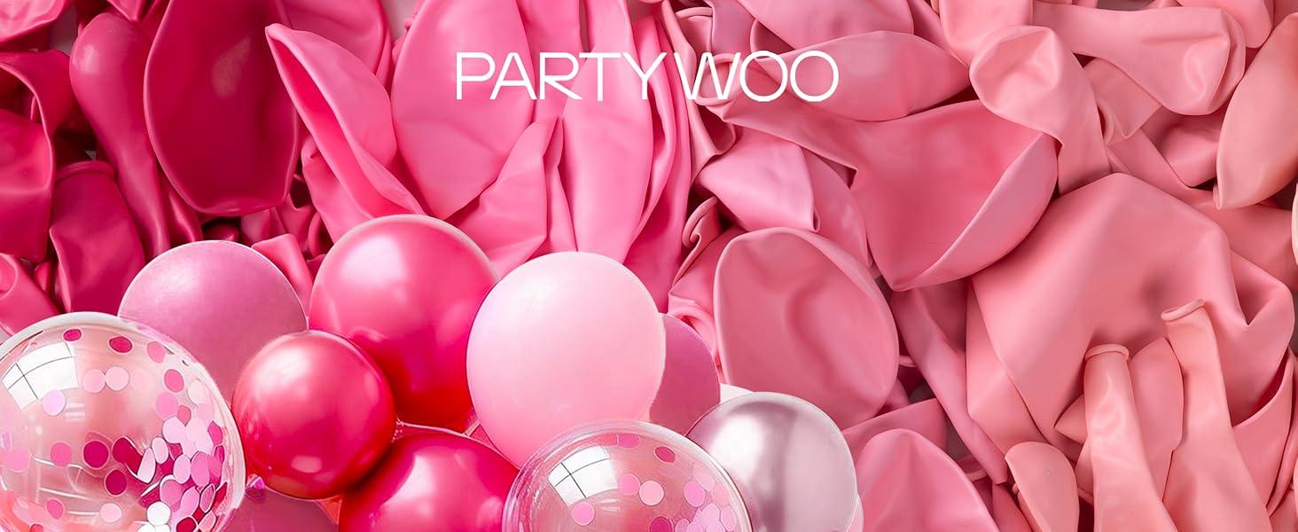 66-Pc 12-Inch Thick Light Pearl Metallic Pink Latex Balloon Set - Mauve, Magenta, Fuchsia, Hot Pink, Confetti, Floatable for Wedding, Princess Theme Balloon Decor, Birthday, Anniversary, Graduation
