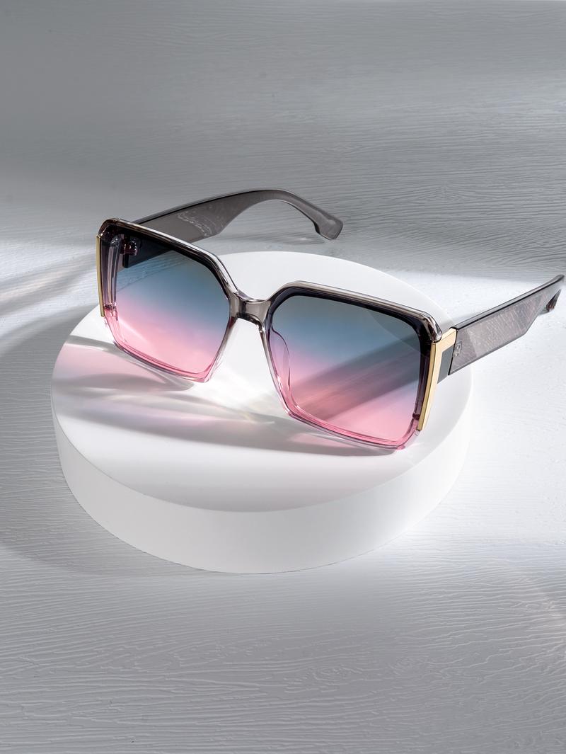 LUXURY Square Sunglasses | Acetate Ombré Pink & Matte Black | Gold T-Detail + UV400 dark sunglasses men sunglasses beach stuff
