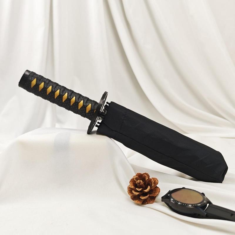 Samurai Sword Design Foldable Umbrella, 1 Count Portable Windproof Umbrella, Durable Foldable Umbrella for Outdoor Travel, Wind Resistant Umbrella