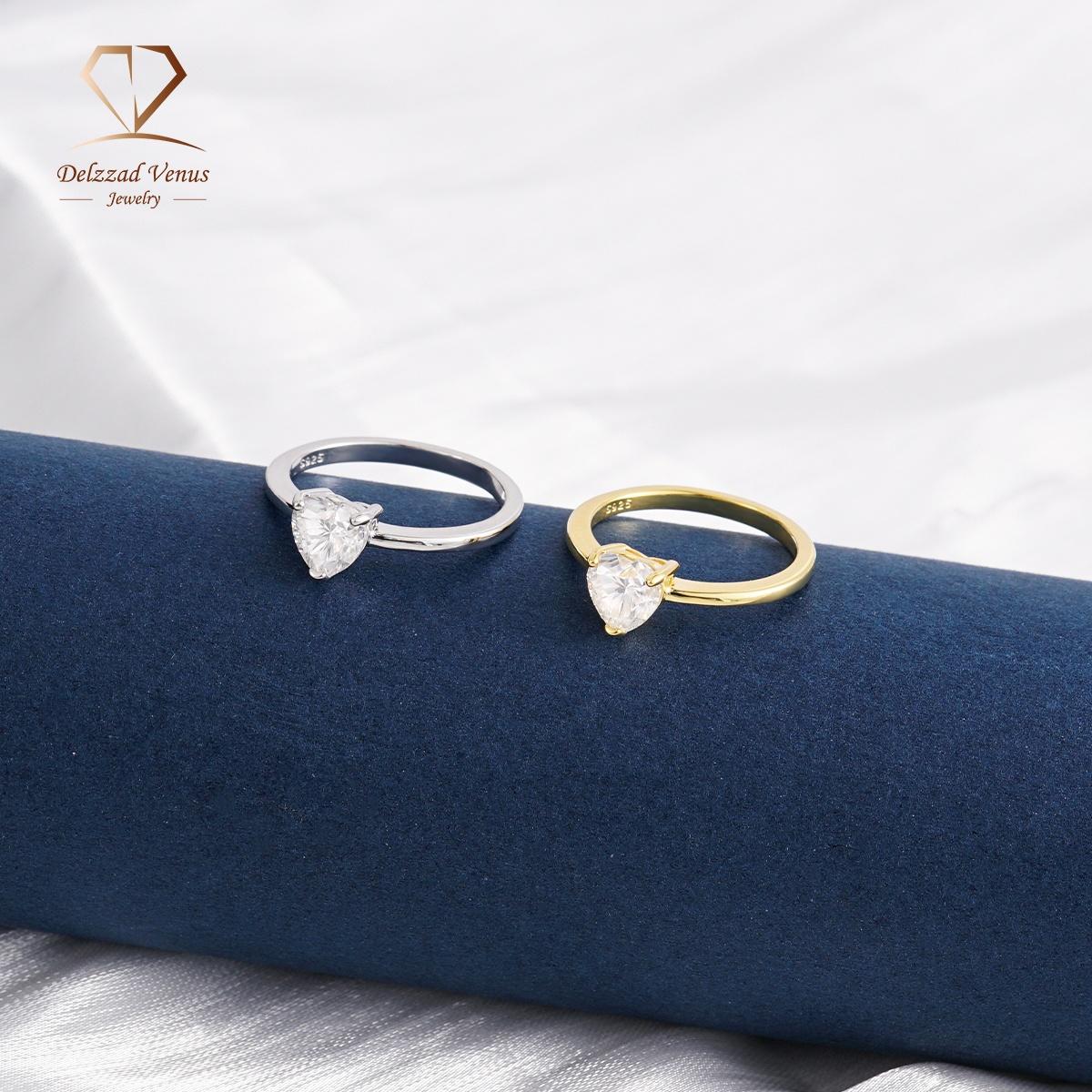 Delzzad 1ct Heart Ring Band Synthetic Moissanite S925 Solitaire Love Women Ring Perfect for Any Occasion & Everyday Wear Birthday Anniversary Valentine's Day Gift for Men Women Wedding