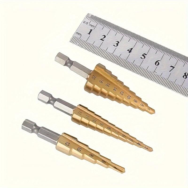 Stair Cone Drill Bit Set, Durable Stainless Steel, Hex Head, Suitable for Plastic/glass, Compatible with Disc Sander, Home Renovation Projects