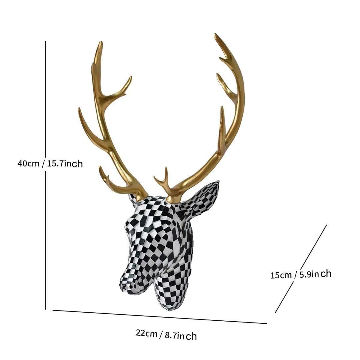 3D Mosaic Deer Head Decorative Wall Art, Resin Animal Sculpture, Hanging Decor for Living Room, Bedroom, Office, Wall Accent Gift