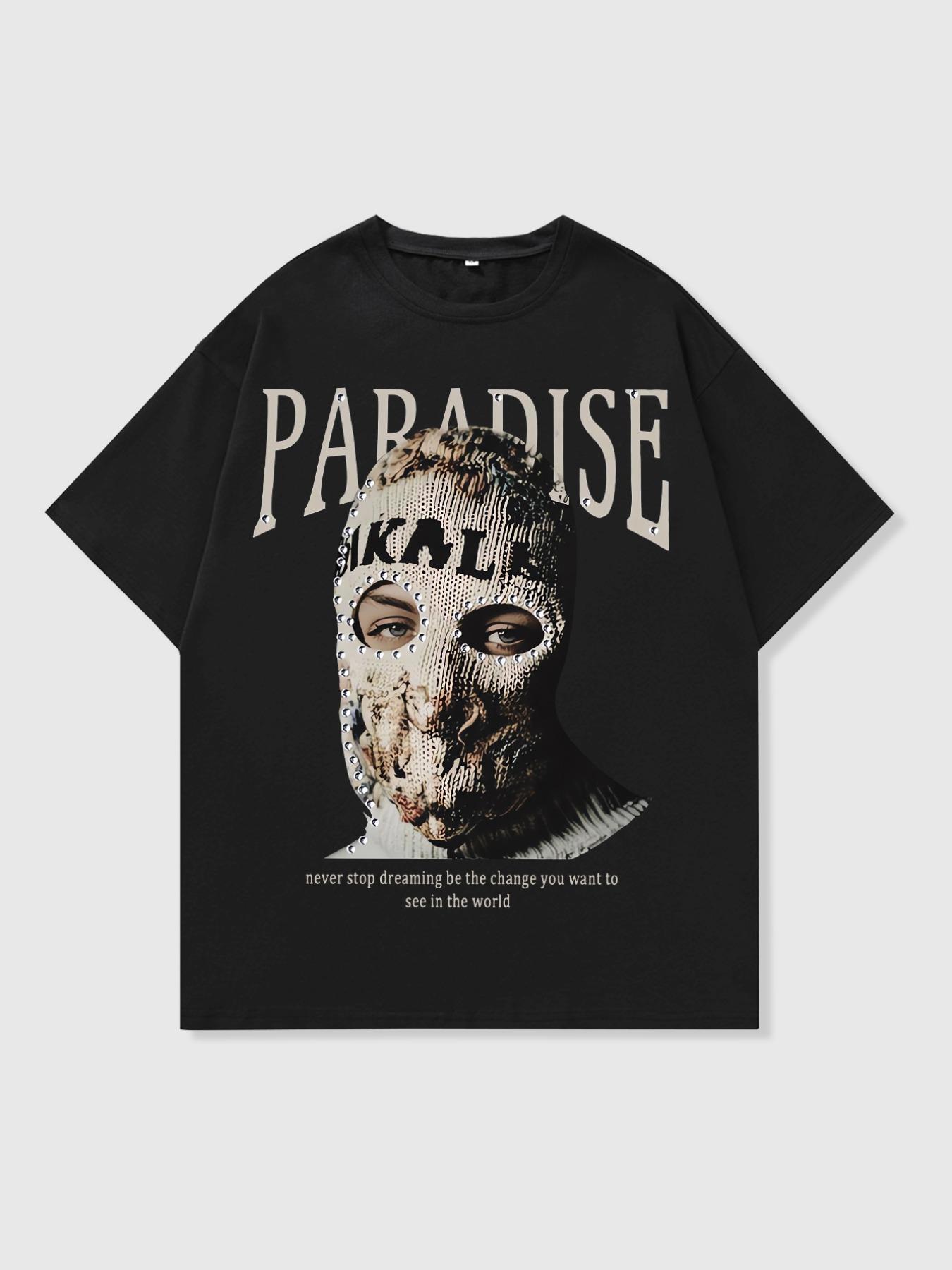 Men's Regular Fit Hand & Star Print Short Sleeve Graphic Tee, Casual Street Round Neck T-shirt for Summer, Men's Top for Daily Wear, Tropical