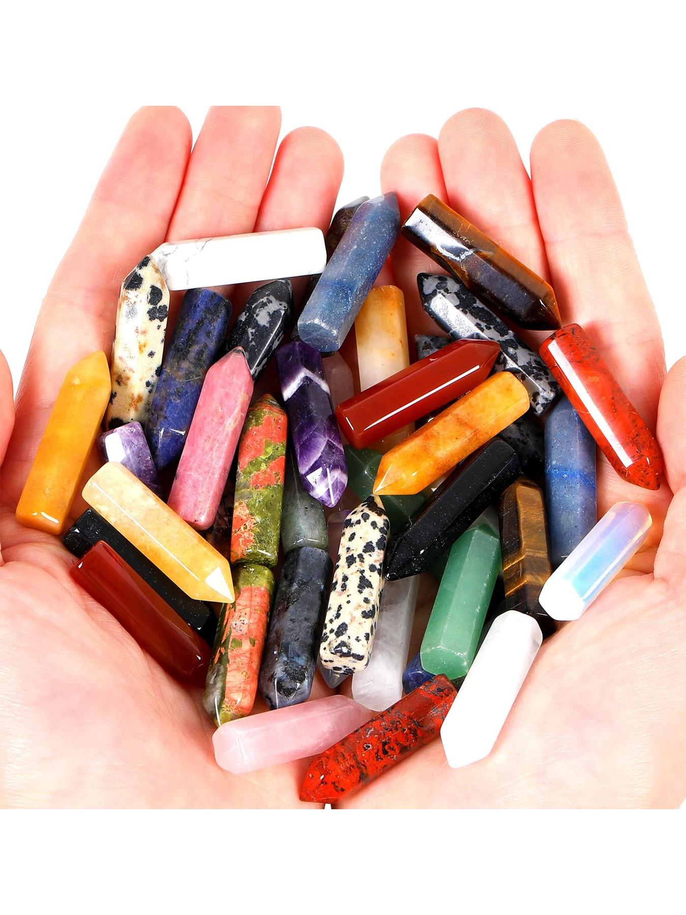 10 PCS Healing Crystals Stones Sets Randomly Wands Bulk Natural Pocket Amethyst Crystal Rose Quartz Assorted Pointed Reiki Gemstones Polished Energy Meditation Chakra Christmas Gift Stocking Stuffers