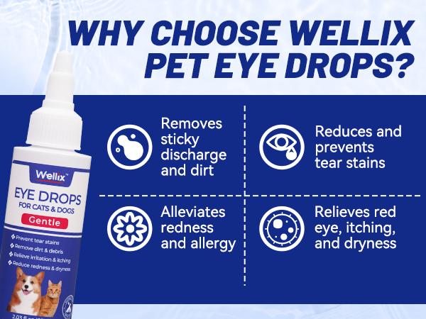 Wellix PET Dog Eye Drops, Eye Drops for Dogs&Cats, Dog Eye Infection Treatment to Soothe Eye Allergy, Soothe Dry Eyes Pink Eyes, Dog Tear Stain Cleaner-60ml