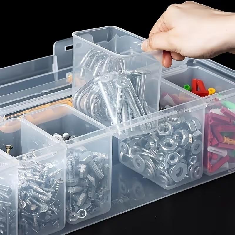Detachable Layer Tool Storage Box, Multifunctional Plastic Hardware Organizer, Compact Portable Case for Home Garage Car Tools Management, Toolbox Storage Box