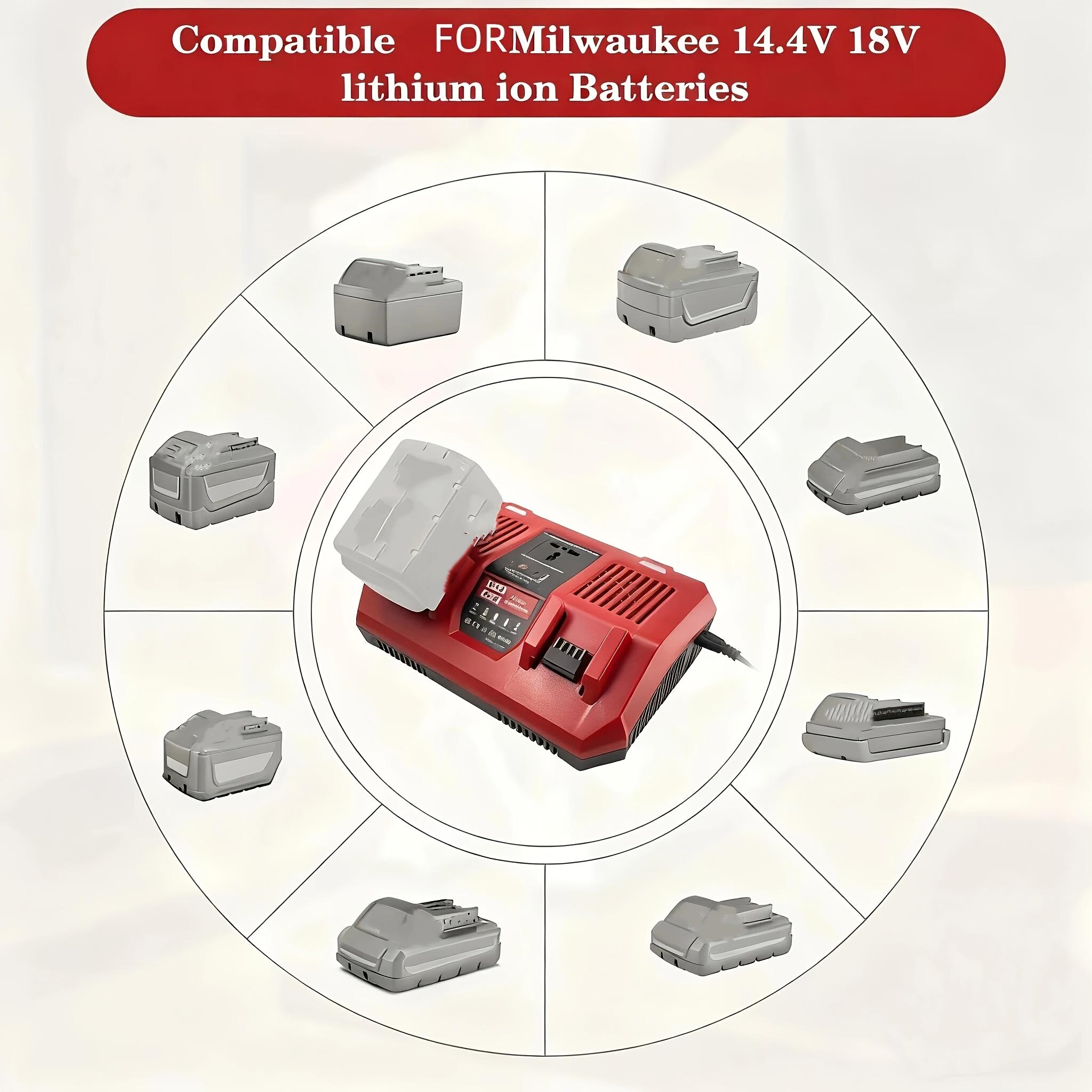 For Milwaukee ForM18 Dual Battery Charger - 8A (4A X 2) Fast Charging, 220W AC Inverter, Type-C/USB-A - Suitable For All 14.4V/18V ForM18 Models, Charges Faster And Powers More Equipment!