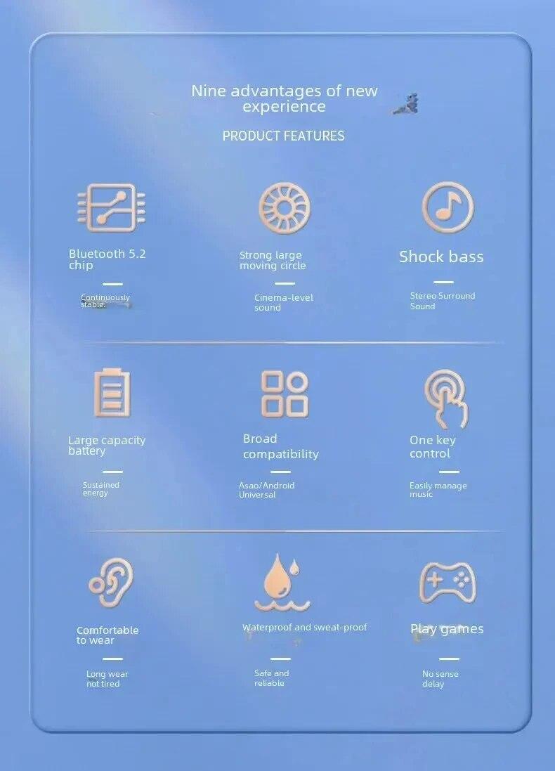 premium audio headset volume Bluetooth 5.2 Wireless Headset Single Ear-Hook Earplugs Ultra Long Battery Life Business Earphone Mobile Phone Headphone Earbuds adjustable