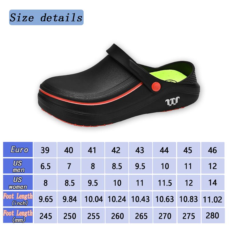 Mule slippers,Chef work shoes wide toe shoes- anti slip, oil resistant, waterproof, easy to clean, affordable work shoes,comfortable, easy to put on and take off, suitable for kitchen, nursing, and catering work. Black.Men's and women's shoes