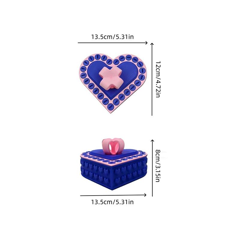 3D Printed Heart-Shaped Gift Storage Box, Annoying Screw-On Gift Box, Box Puzzle Toy, Funny Prank Screw Box, Colorful And Exquisite Miscellaneous Storage Box, Valentine's Day and Mother's Day gifts