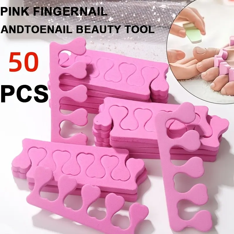 50pcs Soft Sponge Toe Separators, Manicure Accessories, Toe Spacers, Practice Foot Pads, Salon Tools, Nail Care, Press-On Nails