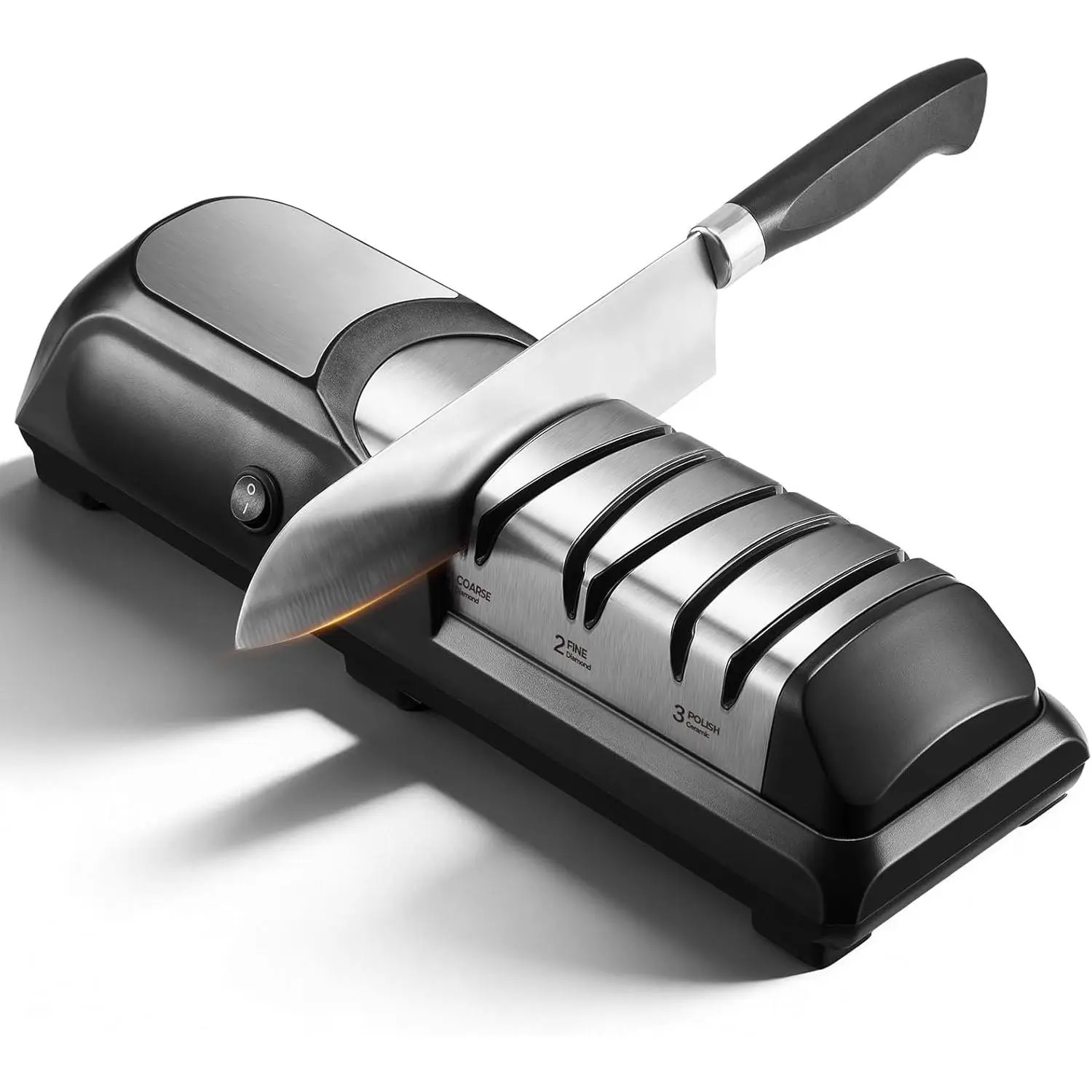 Kitchen Professional Electric  Sharpener: 3-Stage   Abrasives  Sharpeners with 15° Precision Angle Electric Steel Sharpening Tool to Restore/Polish Chef