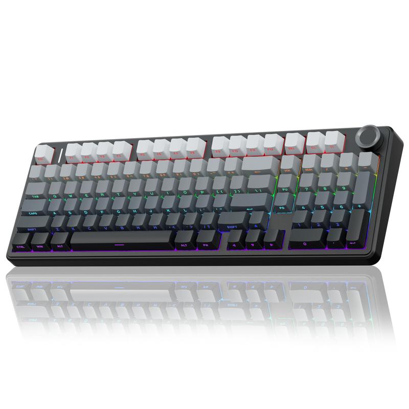 AULA F99 Pro Hot Swappable Wireless Mechanical Keyboard with Knob,Tri-Mode Connection BT5.0/USB-C/2.4GHz,Pre-lubed Switches,Gasket Structure,RGB Backlit Computer Gaming Keyboard (Side Printed Black) Creamy keyboard PC Accessoies  TikTokShopfalldealsforyou
