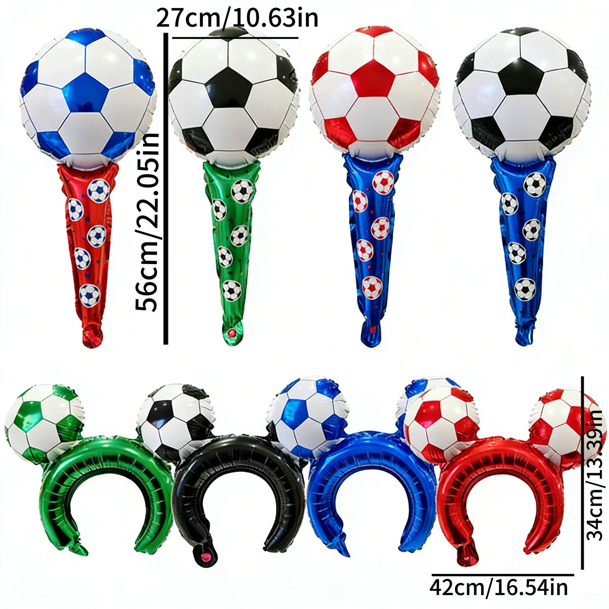 8pcs 2026 World Cup-themed Set of 4 Soccer-Shaped Headbands and 4 Handheld Cheer Sticks with Foil Balloons—World Cup Party Decorations, Props, and Photo Backdrops
