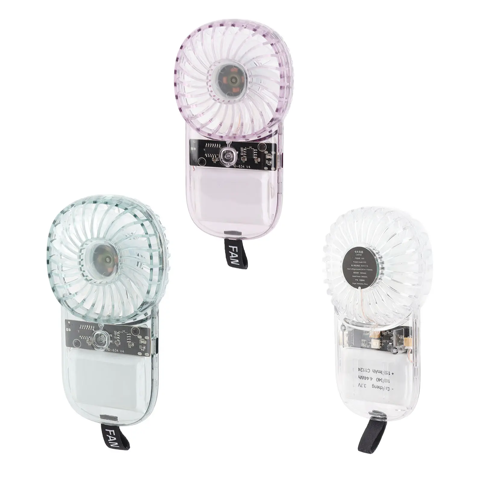 Portable Fan Transparent Foldable 1200mAh Battery USB Rechargeable Neck Hanging Fan for Walking Camping Travel