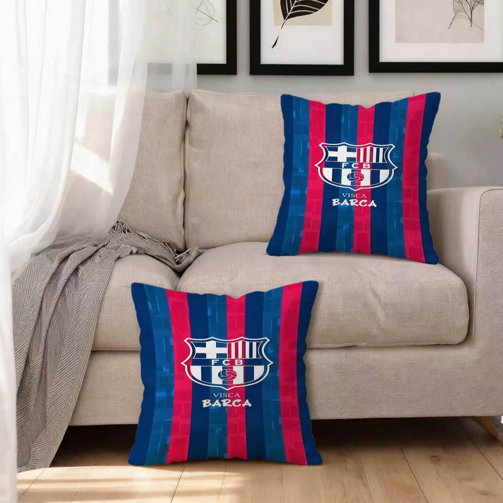 18x18 Inch Soccer Club Throw Pillow, Red Blue Striped Sport Team Decorative Cushion, Football Fan Sofa Bed Living Room Decor, Ideal Gift for Soccer Fans Teens Adults Men
