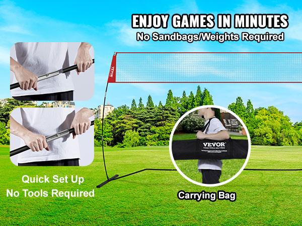 fathersdaygift  VEVOR Freestanding Volleyball Training Net for Indoor or Outdoor Use, Adjustable Height Portable Net System with Carrying Bag, Professional Volleyball Practice Trainer for Hitting or Serving Drills