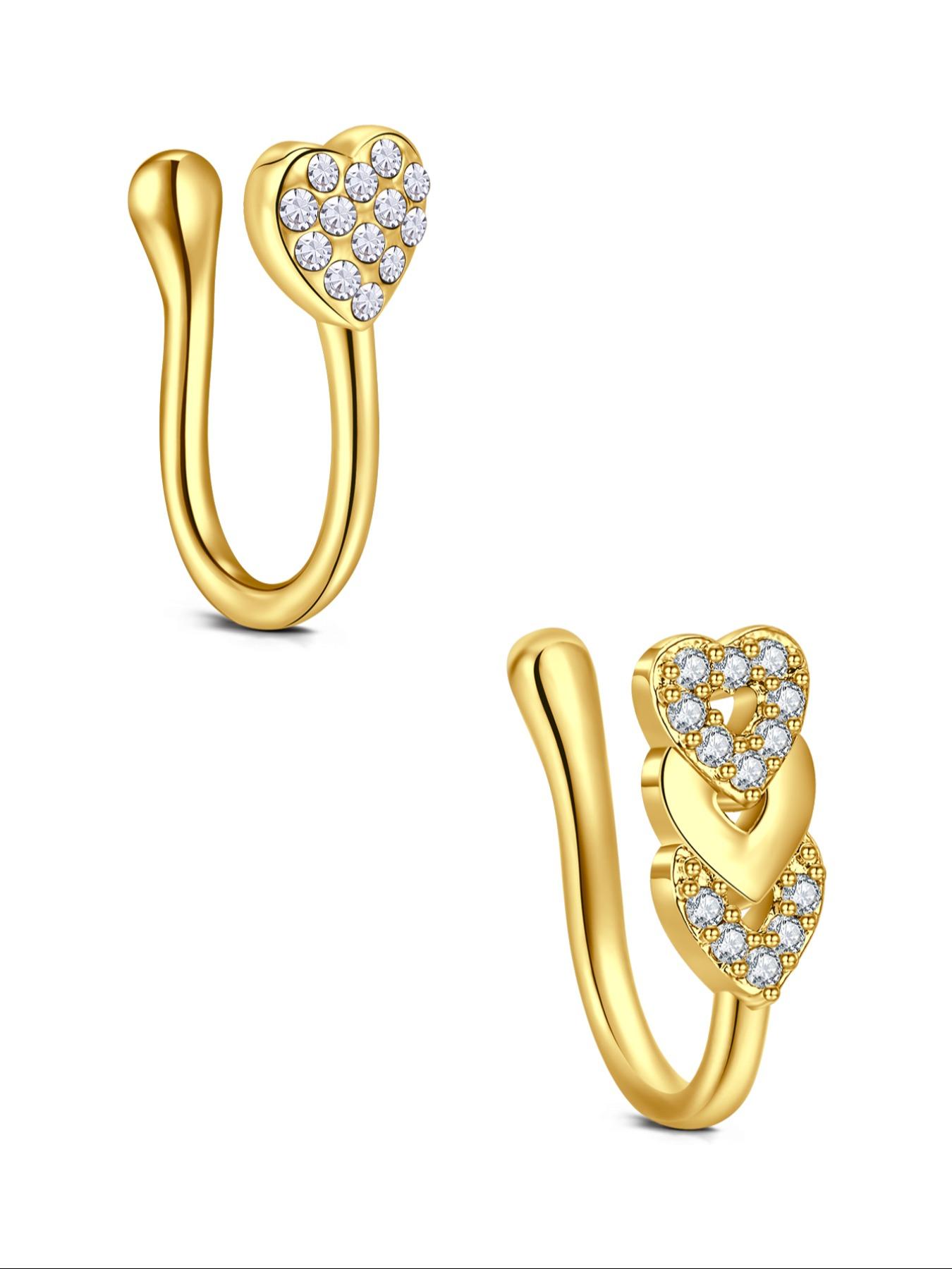 Non-Piercing Zirconia Nose Ring Clip, Nose Cuff, Moon Butterfly Design, Silver Color, Elegant Women's Jewelry Accessory, No Piercing Needed