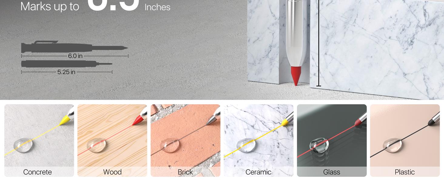 Woodworking pencil with sharpener, 2.8mm mechanical pencil set, includes 26 refills, waterproof deep-hole long-tip marking pencil, suitable for architect marking, heavy-duty woodworking tool, suitable for construction electricians
