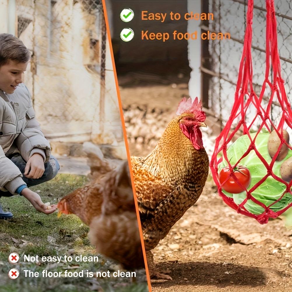 4-Piece hanging chicken feed rack and fruit and vegetable mesh bag - multi-functional and colorful design, suitable for poultry, hens, ducks, durable grid structure for easy hanging, promoting natural feeding and intellectual stimulation Feeder Outdoor