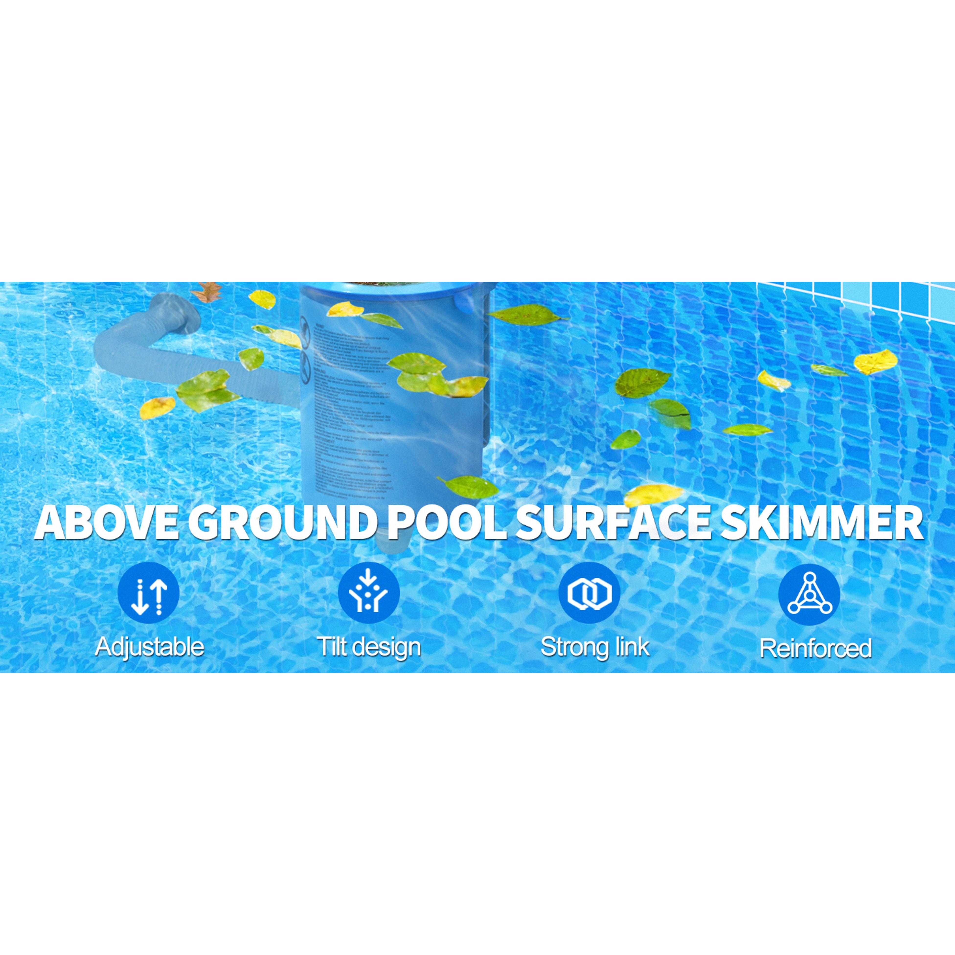 Upgrade Above Ground Pool Skimmer Comes with 3 Socks, Anti-tilt Wall Mount Surface Skimmer, Removable Skimmer Basket, Adjustable Height Bracket, Auto Skimming Pool Surface Leaves - Blue Upgrade Above Ground Pool Skimmer Comes with 3 Socks, Anti-tilt Wall Mount Surface Skimmer, Removable Skimmer Basket, Adjustable Height Bracket, Auto Skimming Pool Surface Leaves - Blue
