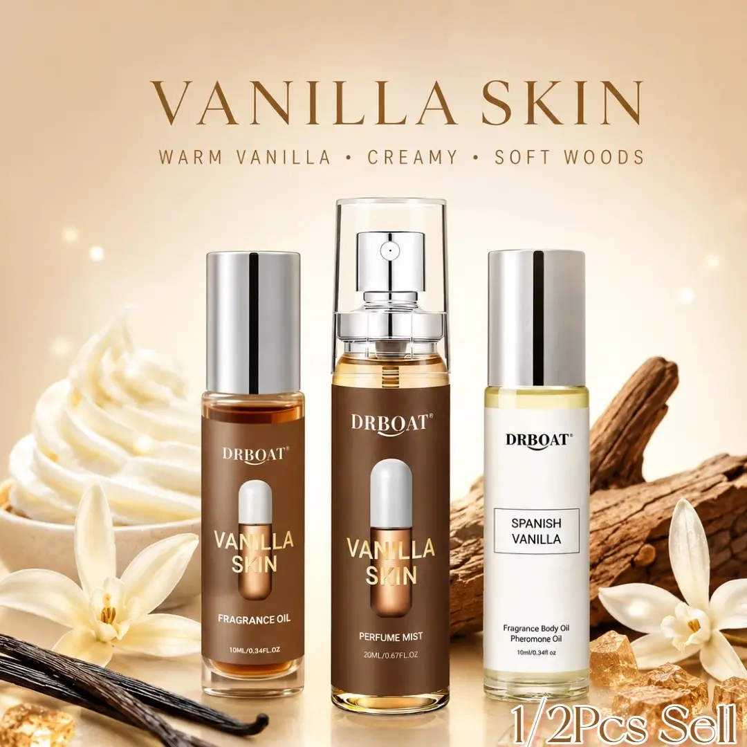 Spanish Vanilla  Skin Perfume Oil - 10/20 ml Subtle Essential Pheromone Fragrance Oil, Sweet Vanilla Fragrance, 2 Style Vanilla Body Oil for Men and Women, Dating Traveling Home
