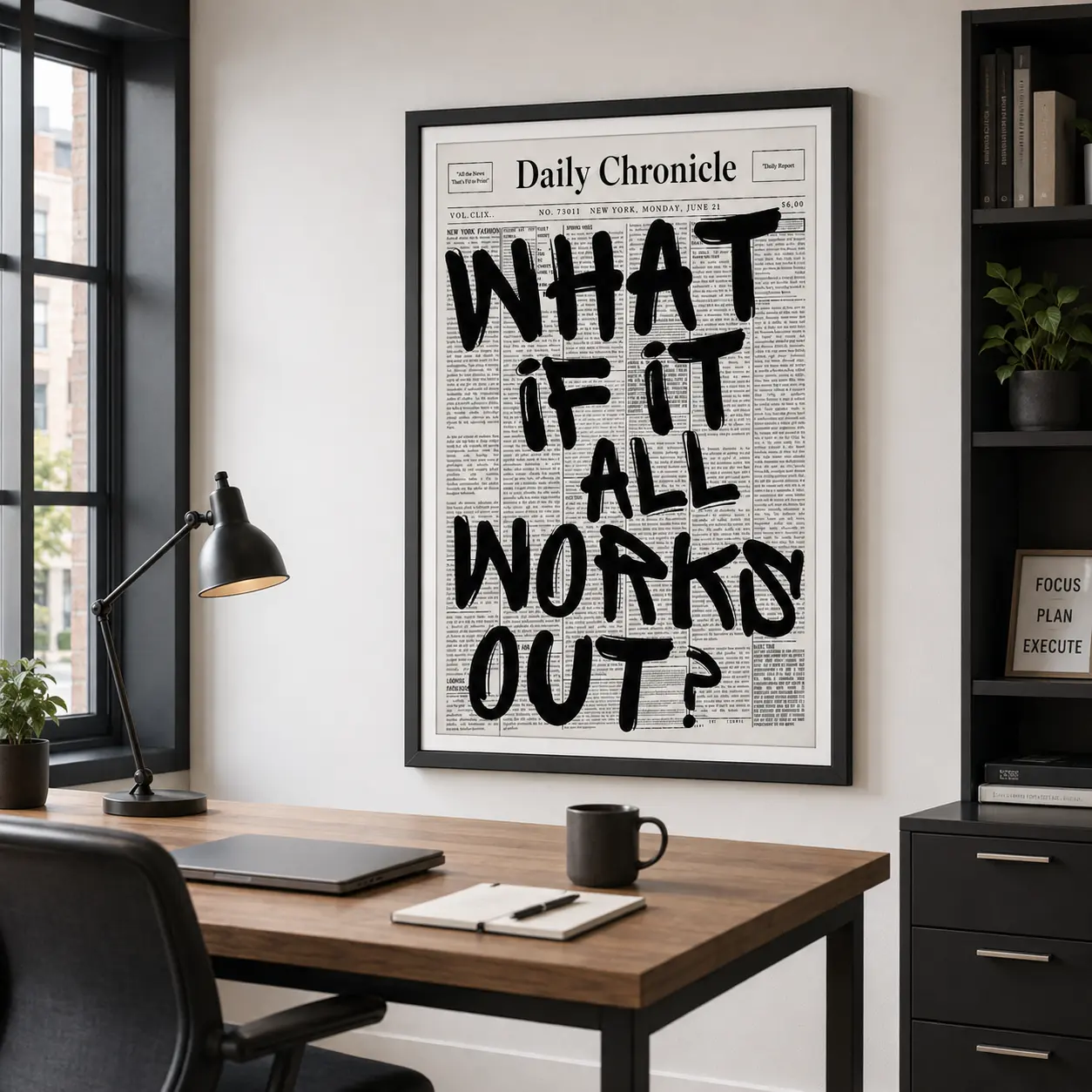 Retro Black And White Newspaper Poster What If It All Works Out Canvas Wall Art Positive Affirming Quote Minimalist Prints Painting For Home Bedroom Dorm Wall Decor