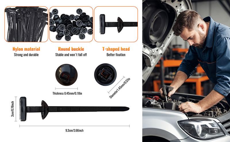 100pcs Nylon Universal Cable Tie Buckle, 2025 Premium Heavy DutySelf-Locking Nylon Zip Ties Holder, Multipurpose PlasticCable Ties Tool for Car  Repair -40°C-130°C Extreme Proof FathersDayGift daily bundle