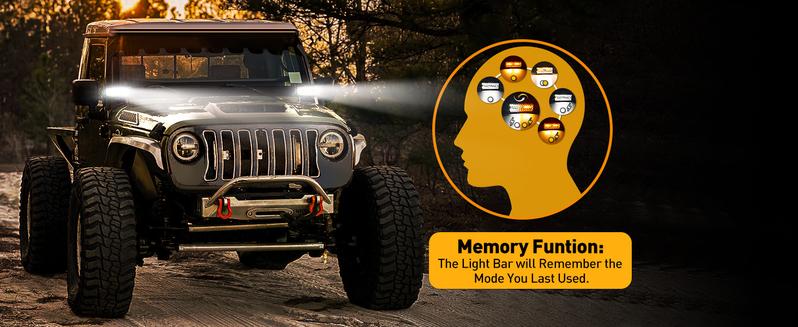 NAOEVO 7-Inch LED Light Bar-6 Modes Waterproof Multi-Mode LED Light Bar, White & Amber Strobe Lights, Off-Road, Fog Lights for Trucks, Boats, ATVs, Jeeps, SUVs (6 Modes)