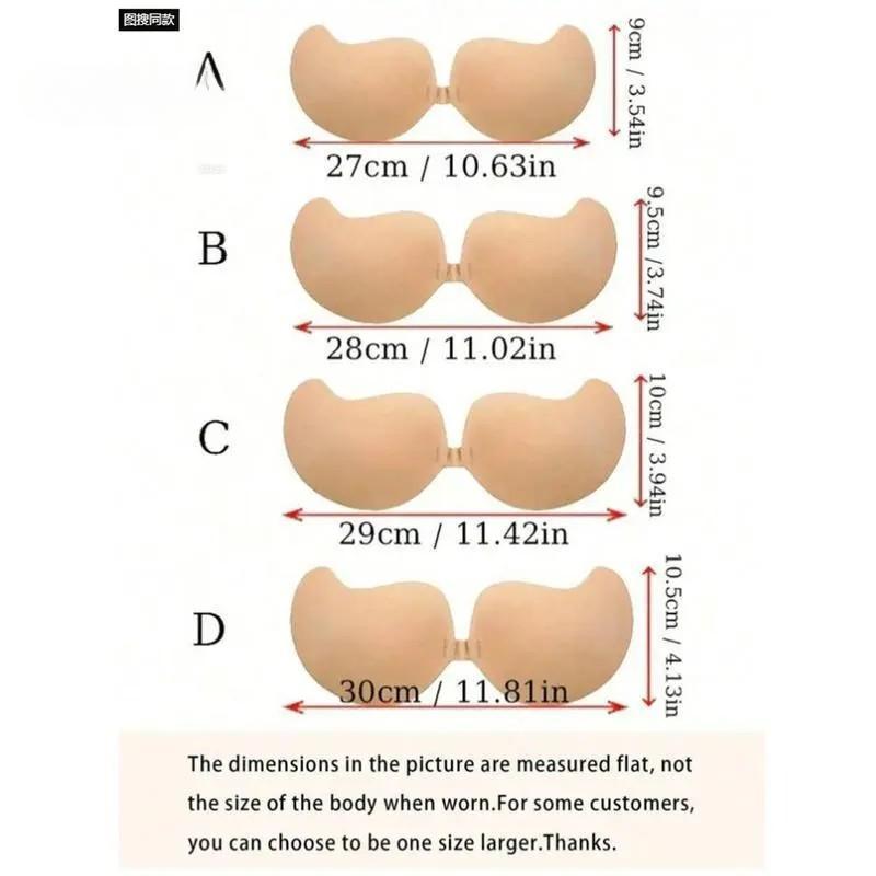 Women's Mango-Shaped Bra Stickers, featuring invisible push-up and lifting effect.Made of breathable soft silicone with self-adhesive, seamless and reusable design.Skin-friendly comfortable fit for wedding dresses, evening gowns, summer outfits and dail