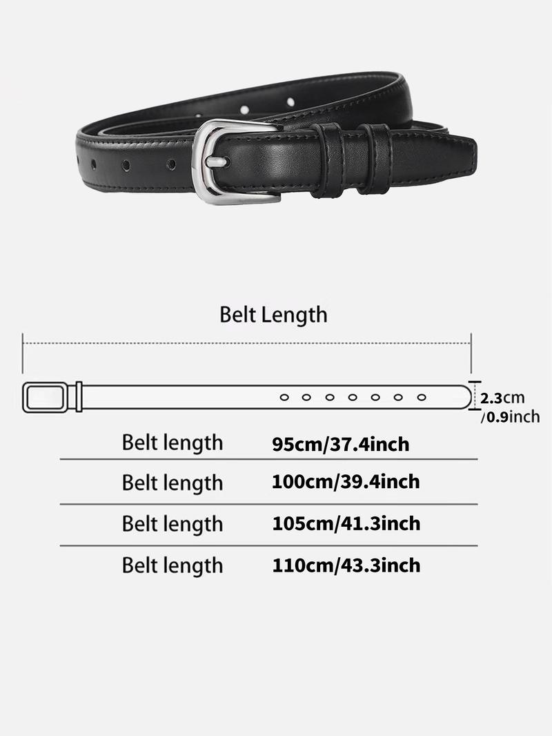 Shiny Silver Color Buckle Belt, Elegant Simple Design, Decorative Student and Younger Adult Waistband, Korean Fall Accessory, Pu Buckle Belt
