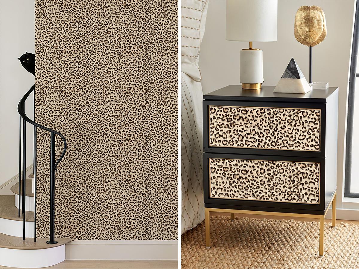 JIFFDIFF Leopard Print Peel and Stick Wallpaper Removable Cheetah Contact Paper Self Adhesive Brown Wall Paper for Accent Wall Renter Friendly Decor Waterproof Removable Wall Sticker