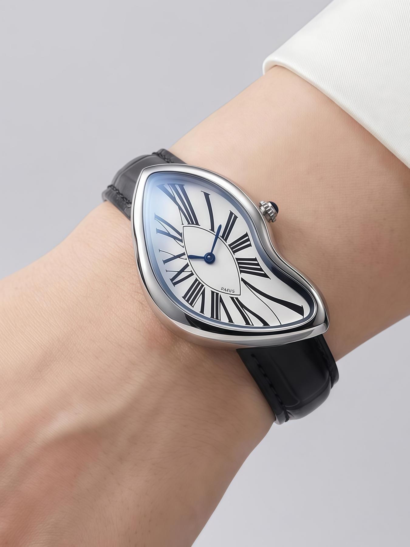 Fashionable Irregular Shape Watch, Retro Y2K Design, Quartz Movement, Alloy Case, Mineral Glass, Unique Fashion Accessory, Unusual Shape Watch, Quartz Analog Watches