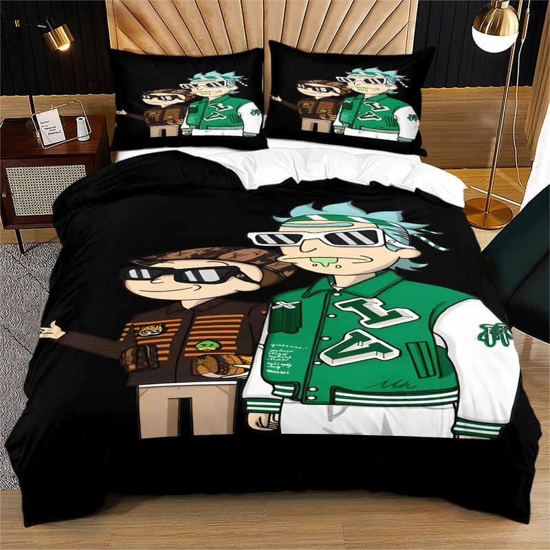 Rick And Morty Pattern Printed Soft And Durable Duvet Cover Set, Including 1 Duvet Cover And 1 Or 2 Pillowcases, Bedding Set Without a Core And Pillow, Suitable For Family Bedrooms And Dormitories, a Very Innovative Gift