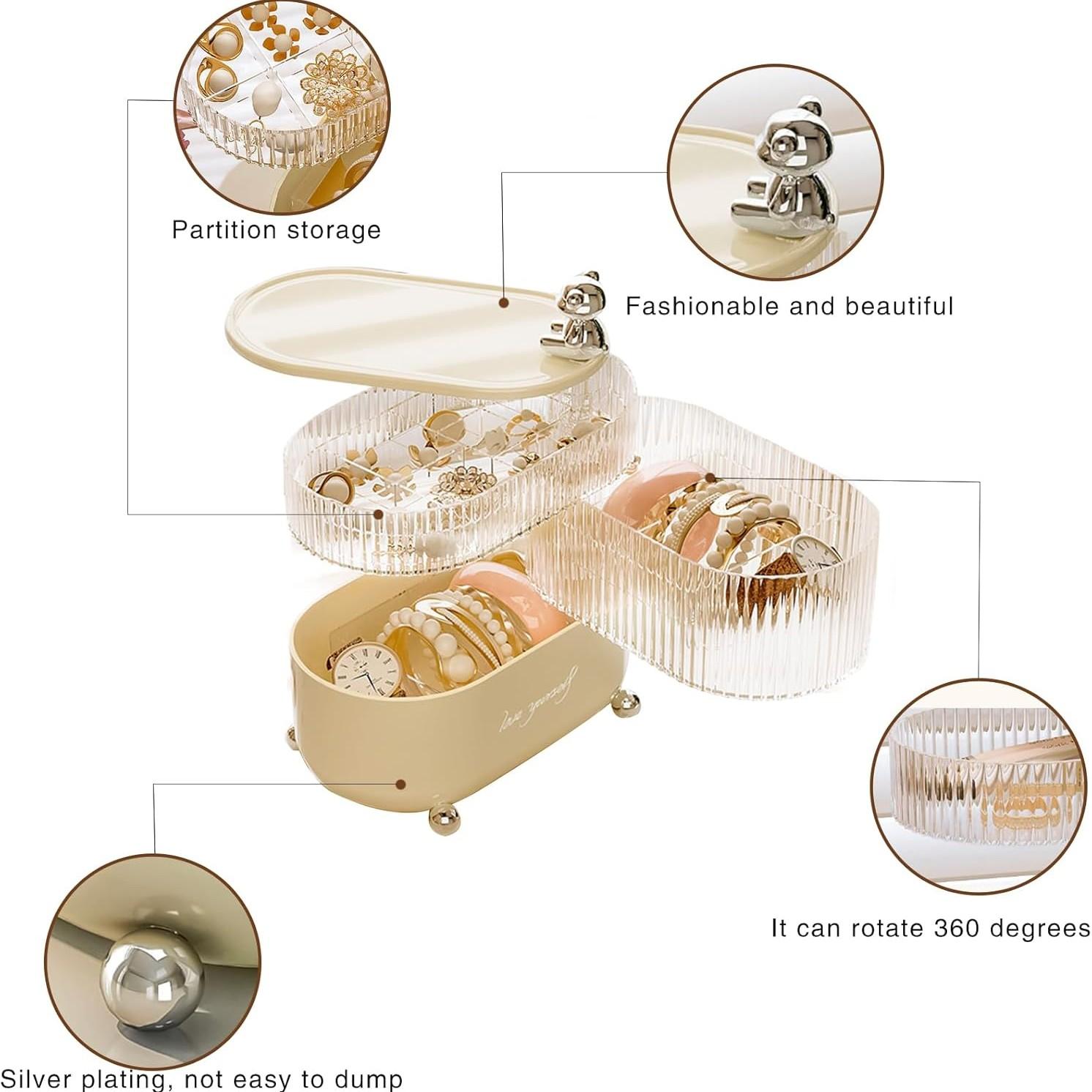 Rotating Makeup Storage Box, Divided Layer Storage, Skincare Organizer, Bathroom Storage, Multifunctional Desktop Box, Dustproof Moisture-Proof