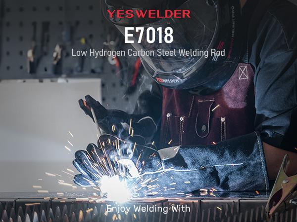YESWELDER E7018 Low Hydrogen Welding Rods | 10LB Pack, Multi-Size: 1/8", 3/32", 5/32" Carbon Steel Stick Electrodes