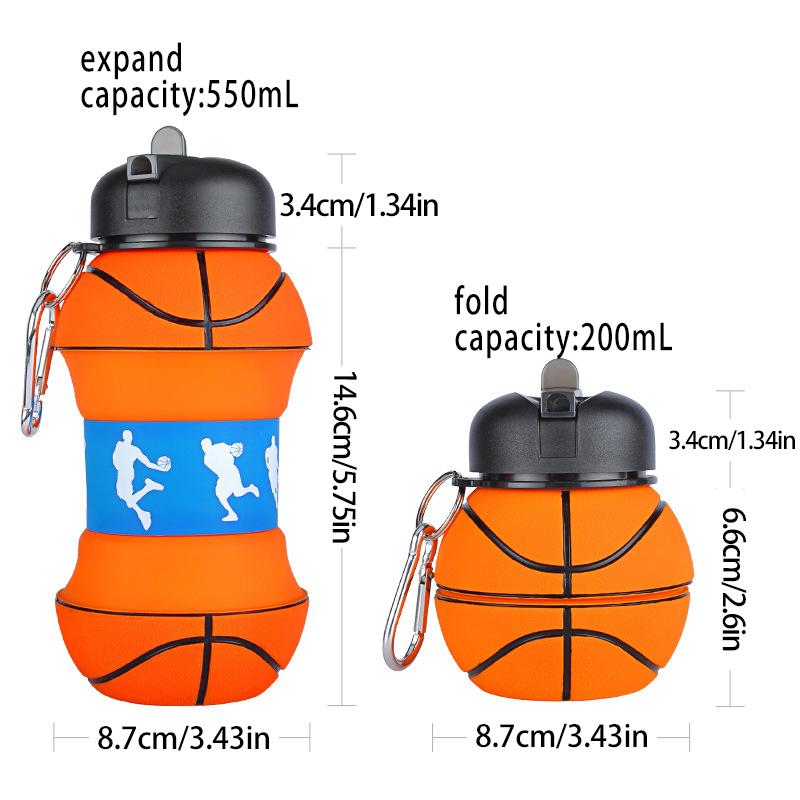 Foldable Silicone Water Bottle, Portable Leak-Proof Sports Cup, Shockproof Squeeze Football Gift, Creative Travel Mug
