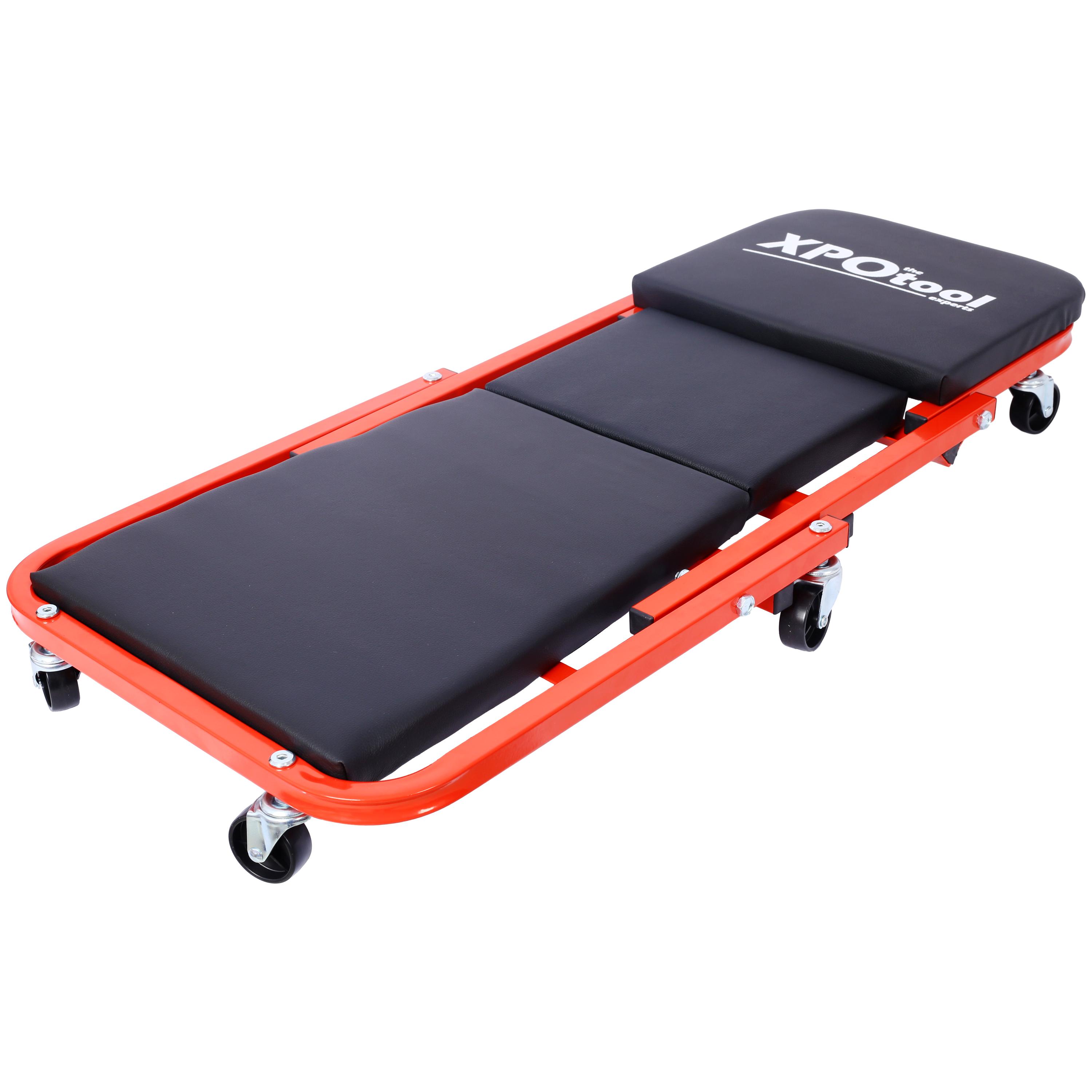 Foldable Z Garage Creeper, 36 in, 300 lbs Load Capacity Rolling Folding Mechanic Creeper Stool, with 6 Wheels Tool Tray Padded Seat Steel Frame, Lay Down or Sit Chair for Garage Shop or Home