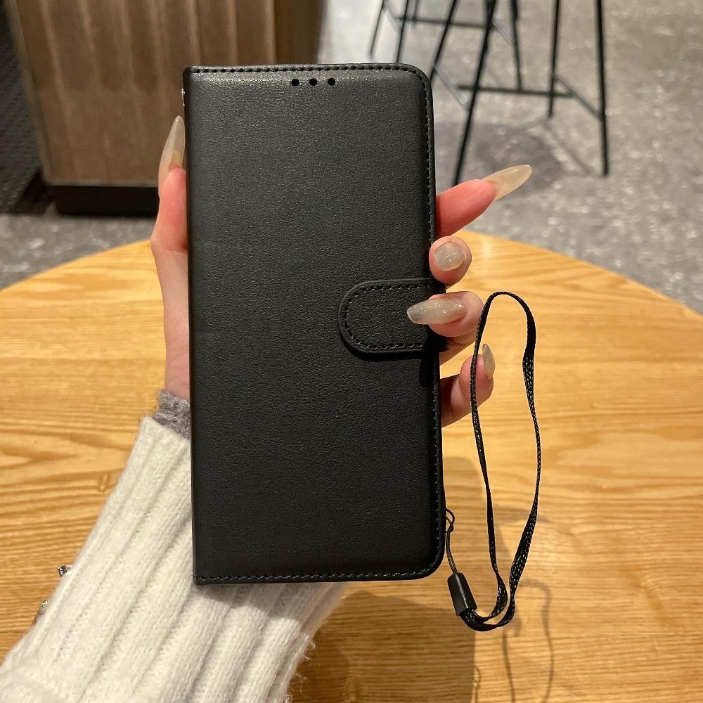 Matte PU Leather Flip Case for Samsung Galaxy – 2-in-1 Magnetic Cover w/ 3 Card Slots + Wallet, Stand Function, Anti-Drop, Lanyard | 5 Colors | Fits S22 Ultra S23 FE S24 Plus S25 EDGE S26 Ultra