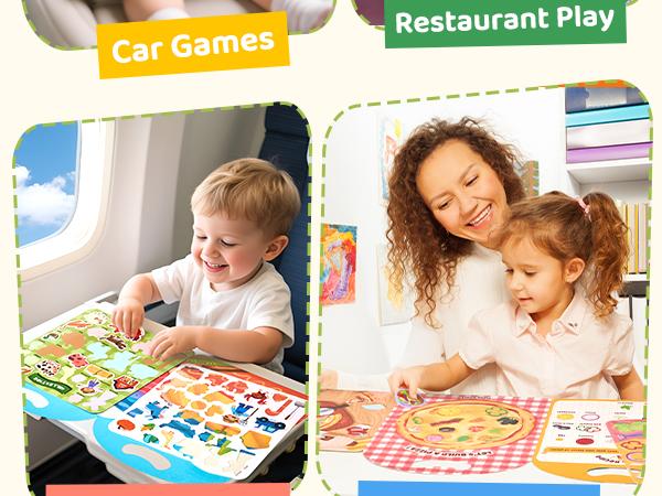 JoyCat Reusable Sticker Book - Jelly Stickers, Kids Sticker Activity Book, Travel Toys for Road Trip, Educational Learning Gifts for Boys and Girls