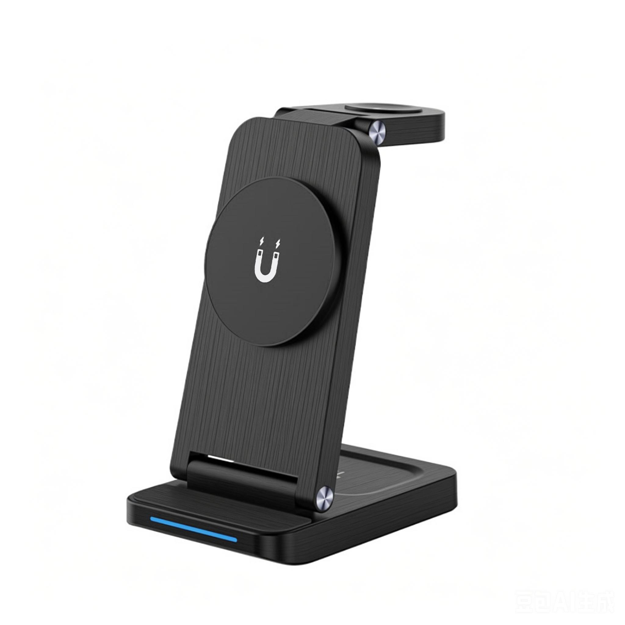 15w Folding Magnetic Wireless Charger, Fast Charging for iPhone 16-12, Iwatch 1-9, AirPods 3/2/pro, Portable Wireless Charger