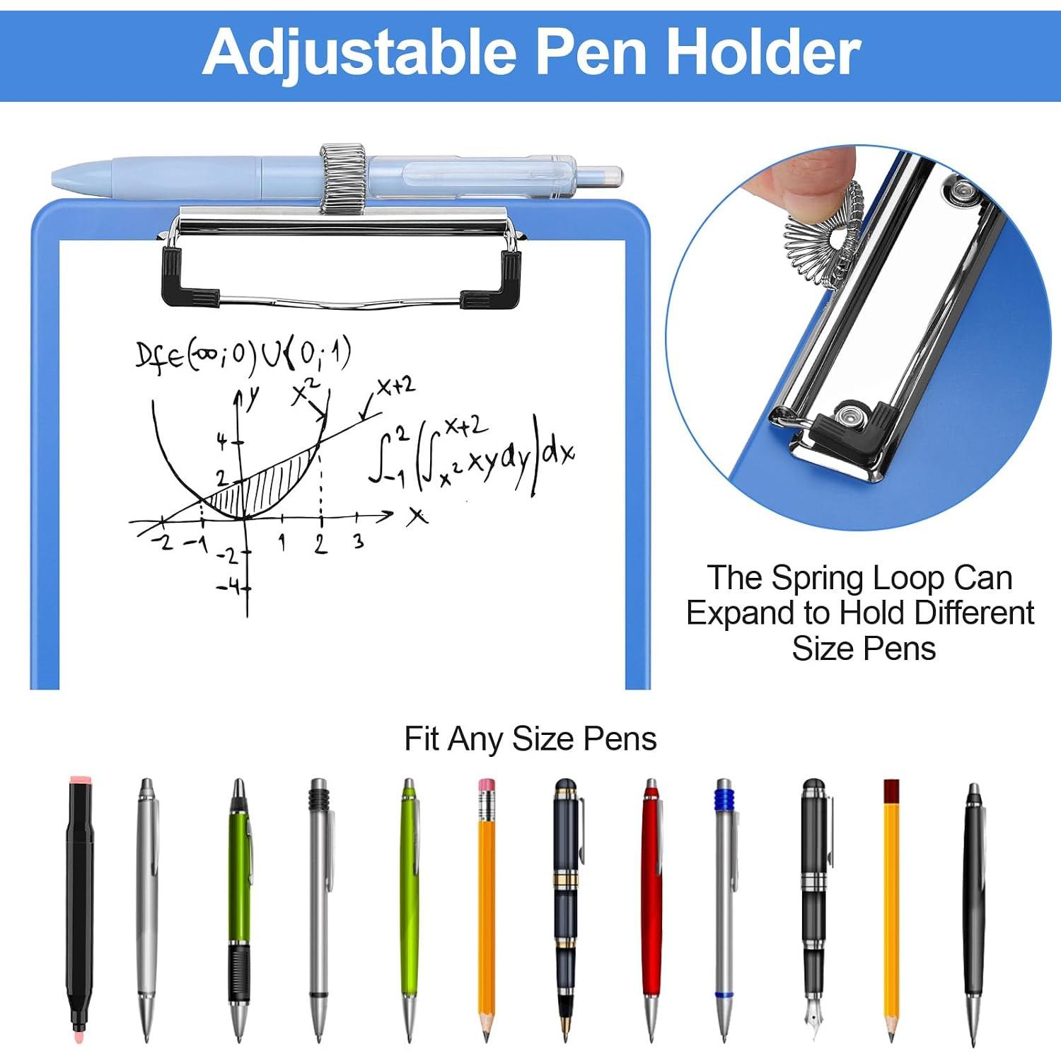 Small Clipboard with Storage, 6x9 Blue Plastic Clip Board | A5 Clipboards with Pen Holder, Half Letter Clip Boards Mini Clipboard with Low Profile Clip for School, Office Supplies