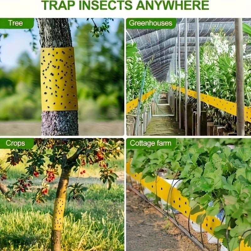 Dual-Sided Sticky Insect Barrier Tape, Outdoor Pest Control, Self-Adhesive, Prevents Whiteflies, Ants, Moths, Suitable for Trees and Gardens
