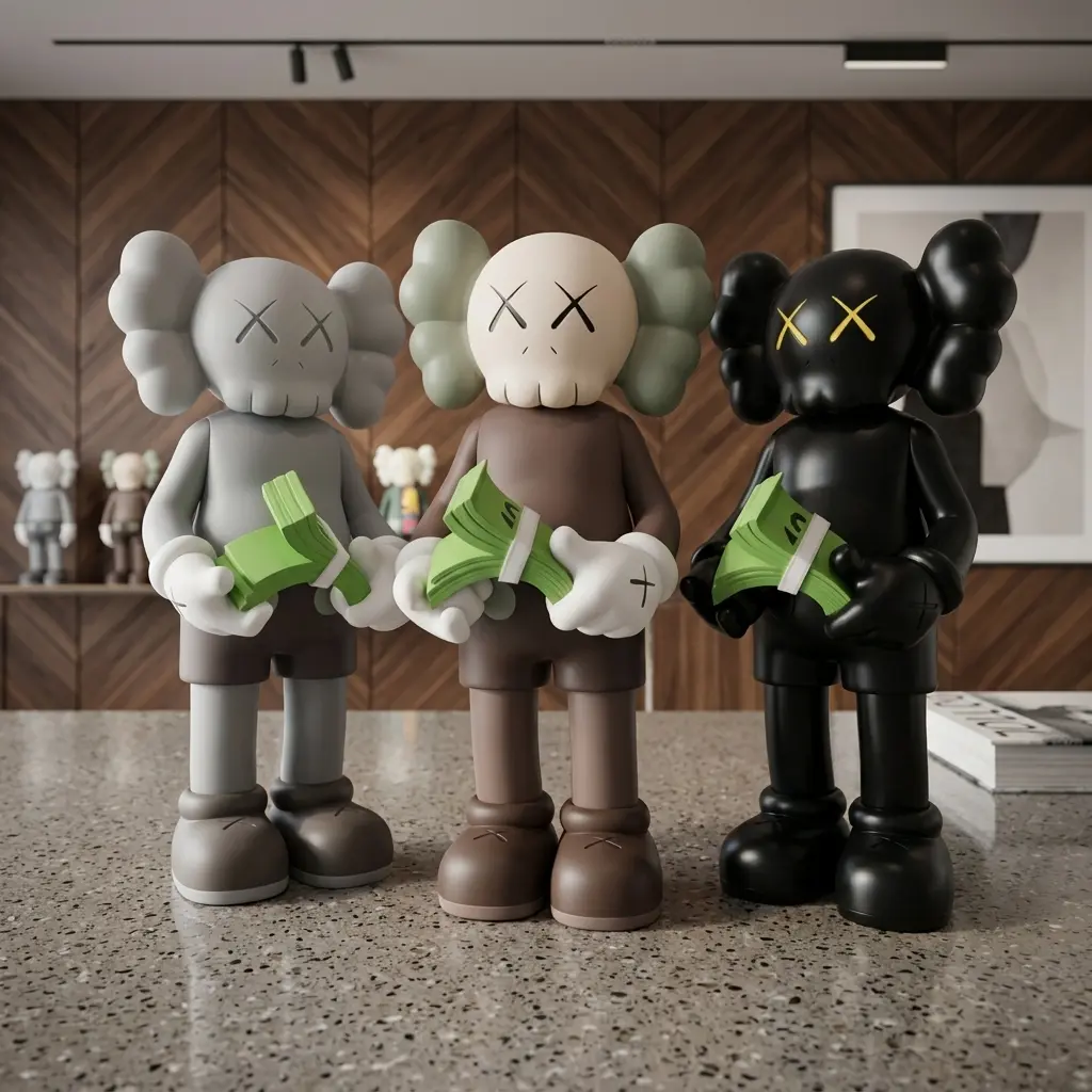 11.8 in Modern Vinyl Standing Sculpture Statue - Money-Holding Character Desk Decor, Box-Included Contemporary Shelf Display Decoration Home Ornament Gift