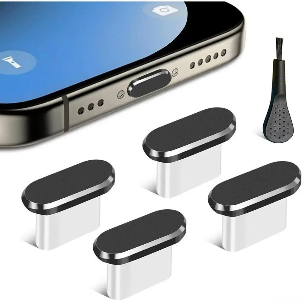 4 Pack 2026 New USB-C Dust Caps with Cleaning Brush, Type C Charging Port Protector Compatible with iPhone 15, Samsung and All USB-C Devices