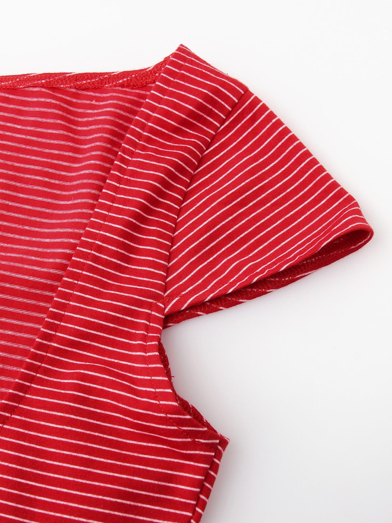 Striped Backless Short Sleeve T-Shirt Casual Summer Top Women's Fashion Tee